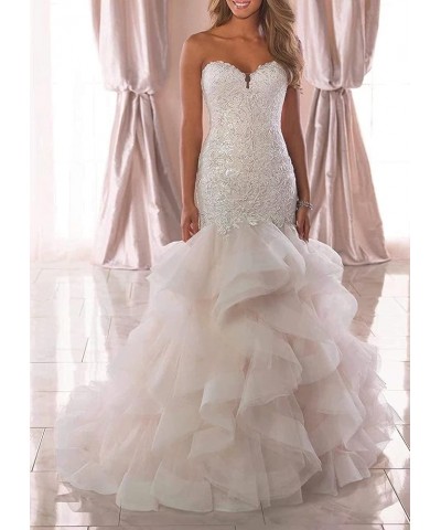 Women's Lace Mermaid Wedding Dresses for Bride 2024 Bridal Gowns Beach Bridal Dress for Wedding Gowns Style1-white $61.24 Dre...